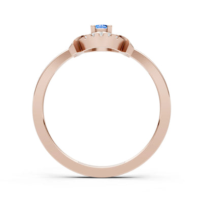 Swiss Blue Topaz Luna Halo Dainty Cluster Ring