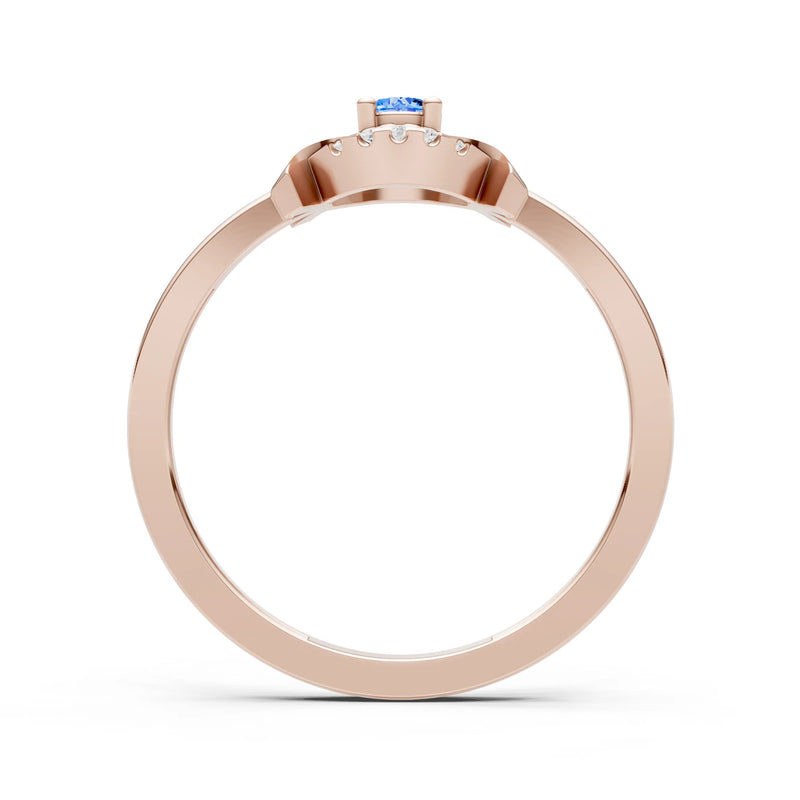 Swiss Blue Topaz Luna Halo Dainty Cluster Ring