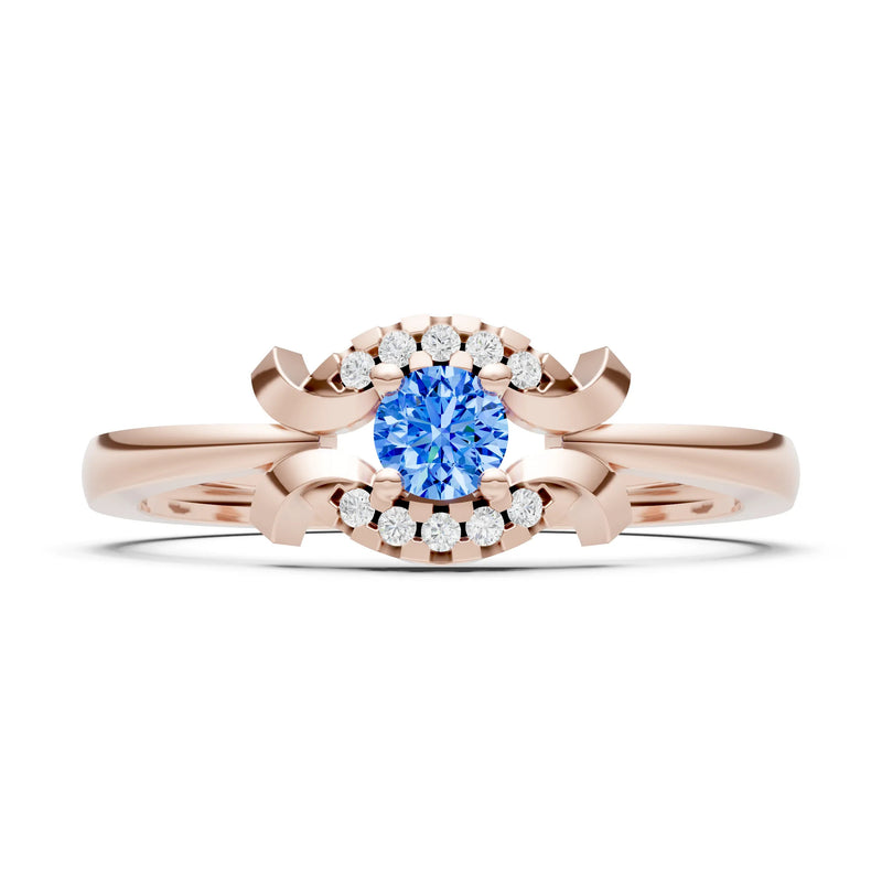 Swiss Blue Topaz Luna Halo Dainty Cluster Ring