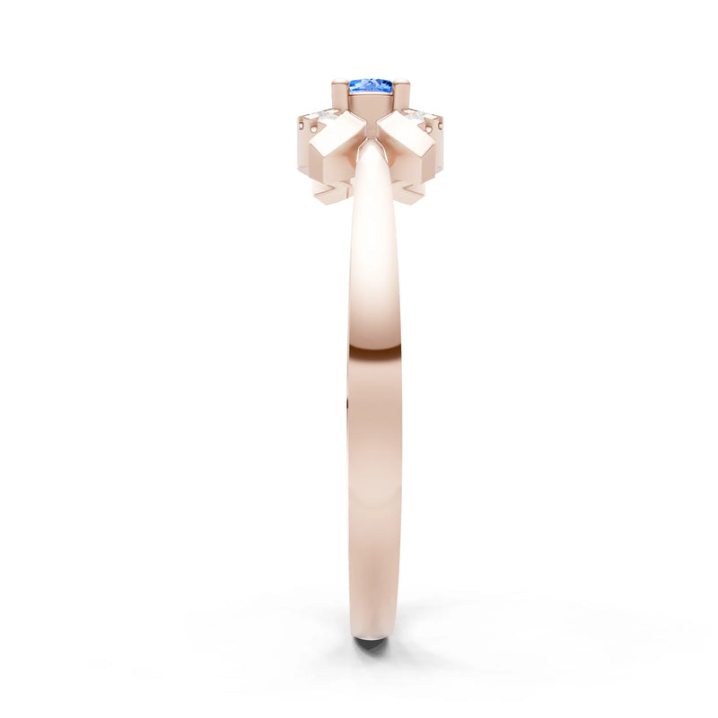 Swiss Blue Topaz Luna Halo Dainty Cluster Ring