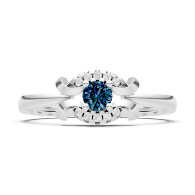 Alexandrite Luna Halo Dainty Cluster Ring
