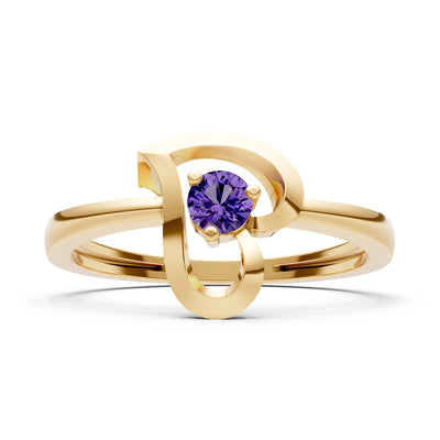 Amethyst Amora Heart Tiny Solitaire Ring