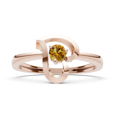 Citrine Amora Heart Tiny Solitaire Ring