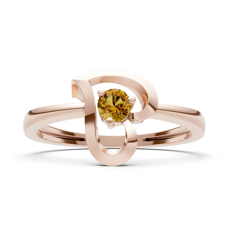 Citrine Amora Heart Tiny Solitaire Ring