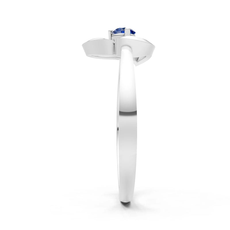 Blue Sapphire Amora Heart Tiny Solitaire Ring