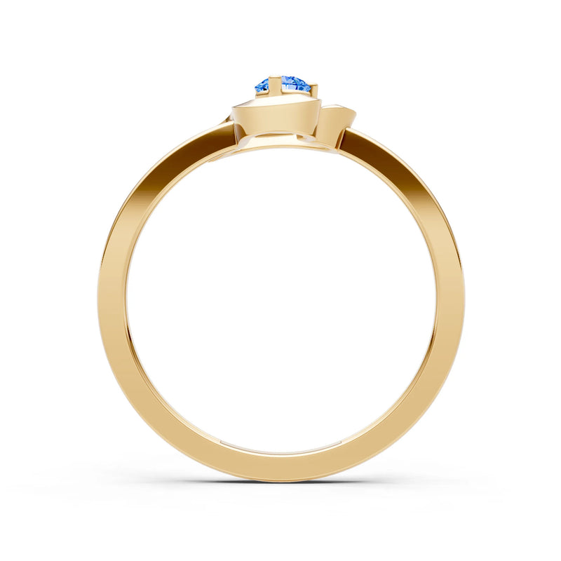 Swiss Blue Topaz Amora Heart Tiny Solitaire Ring
