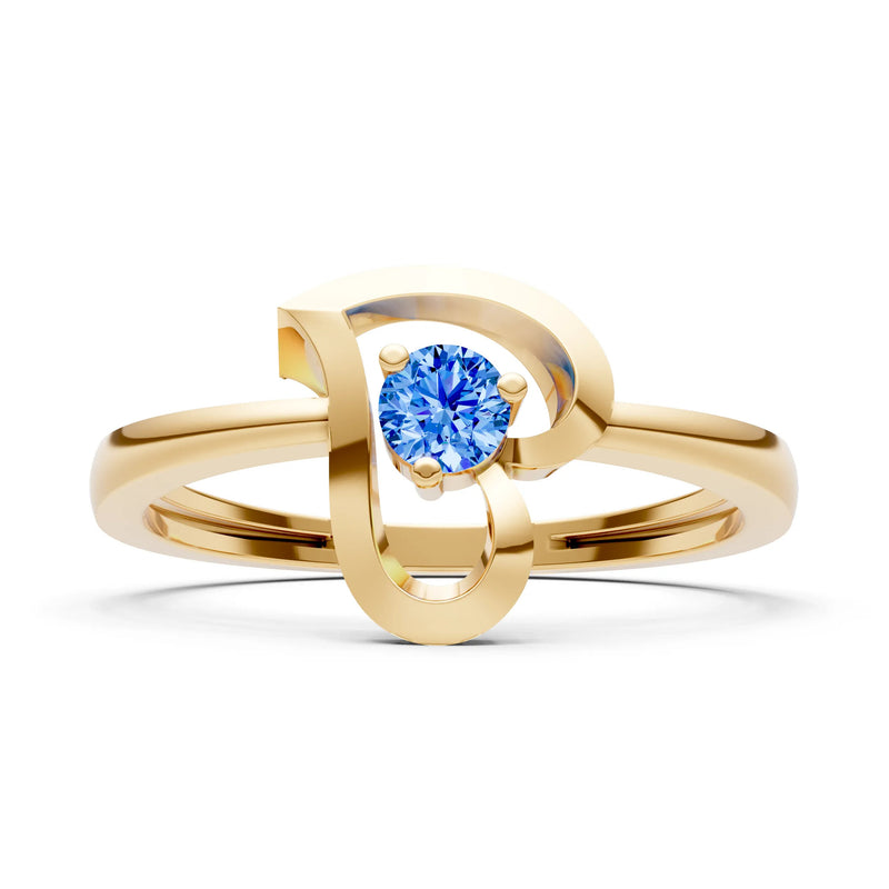Swiss Blue Topaz Amora Heart Tiny Solitaire Ring