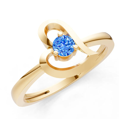 Swiss Blue Topaz Amora Heart Tiny Solitaire Ring