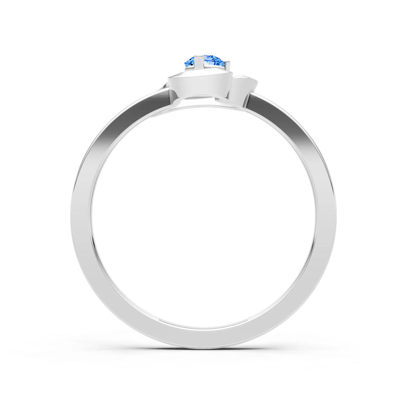 Swiss Blue Topaz Amora Heart Tiny Solitaire Ring
