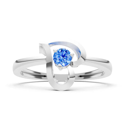 Swiss Blue Topaz Amora Heart Tiny Solitaire Ring