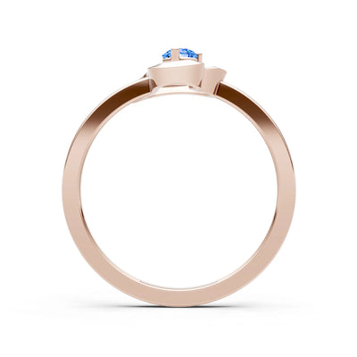 Swiss Blue Topaz Amora Heart Tiny Solitaire Ring