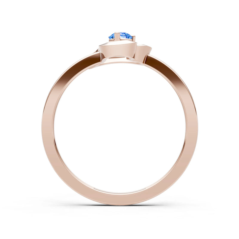 Swiss Blue Topaz Amora Heart Tiny Solitaire Ring