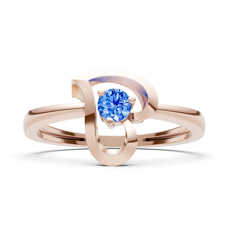 Swiss Blue Topaz Amora Heart Tiny Solitaire Ring