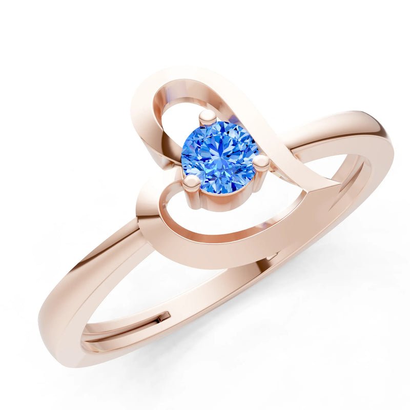 Swiss Blue Topaz Amora Heart Tiny Solitaire Ring