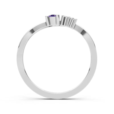 Dainty Three-Stone Curved Accent Ring - Round