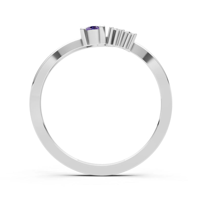 Dainty Three-Stone Curved Accent Ring - Round