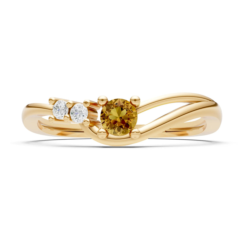 Dainty Three-Stone Curved Accent Ring - Round