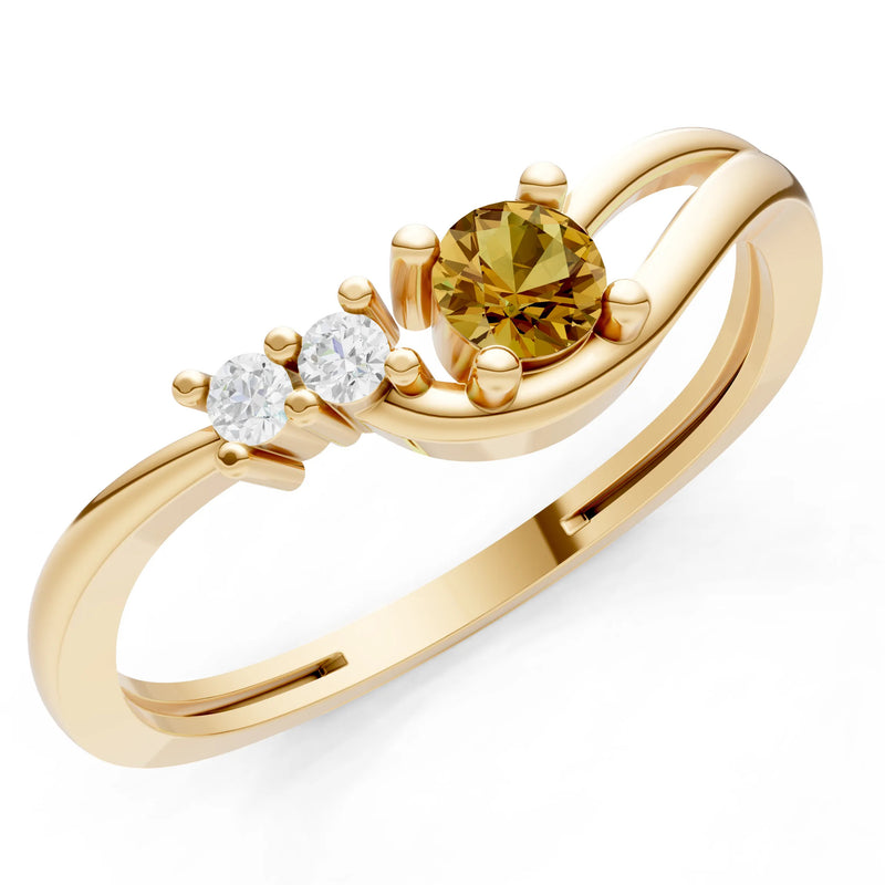 Dainty Three-Stone Curved Accent Ring - Round