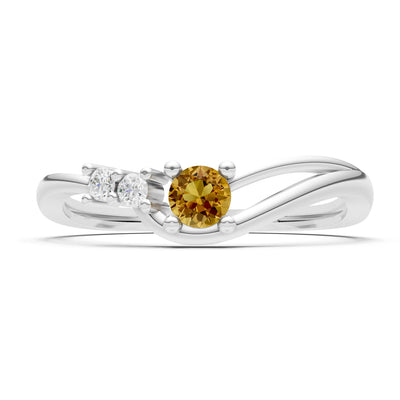 Dainty Three-Stone Curved Accent Ring - Round