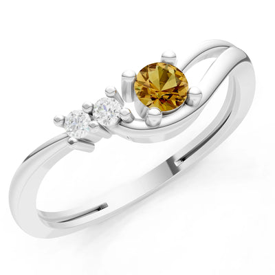 Dainty Three-Stone Curved Accent Ring - Round