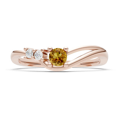 Dainty Three-Stone Curved Accent Ring - Round