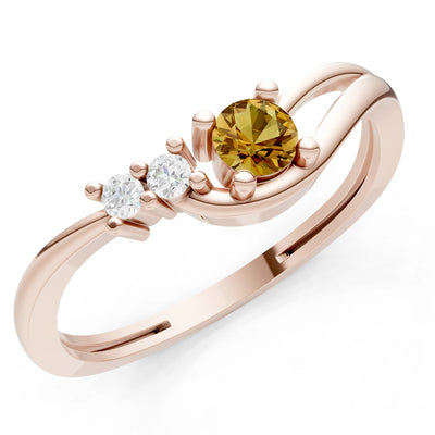 Dainty Three-Stone Curved Accent Ring - Round