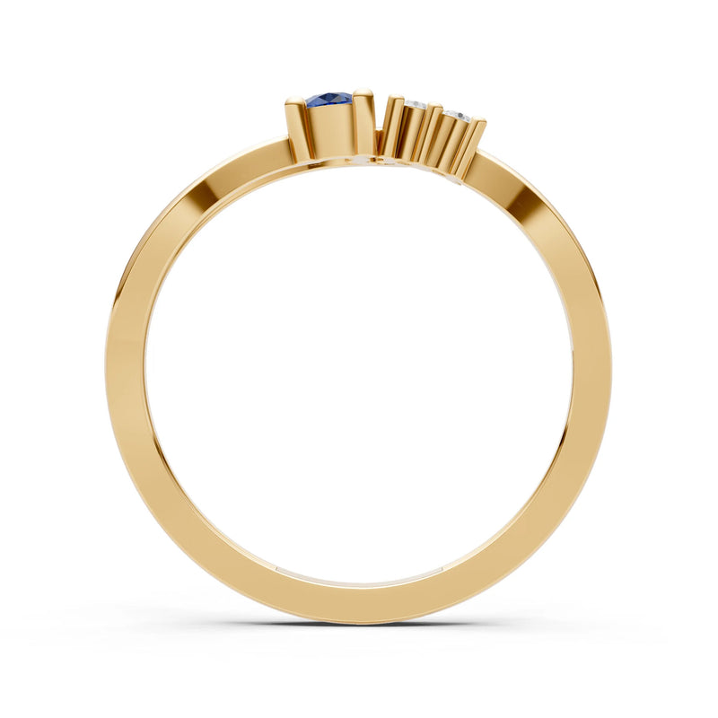 Dainty Three-Stone Curved Accent Ring - Round