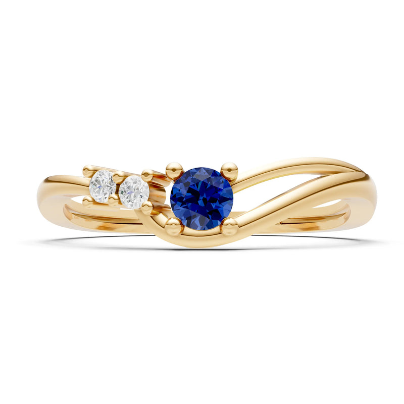 Dainty Three-Stone Curved Accent Ring - Round