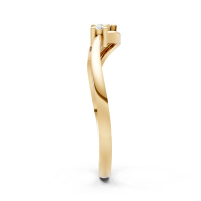 Dainty Three-Stone Curved Accent Ring - Round