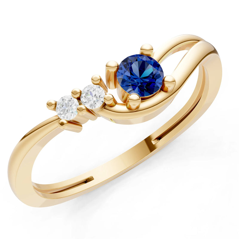 Dainty Three-Stone Curved Accent Ring - Round