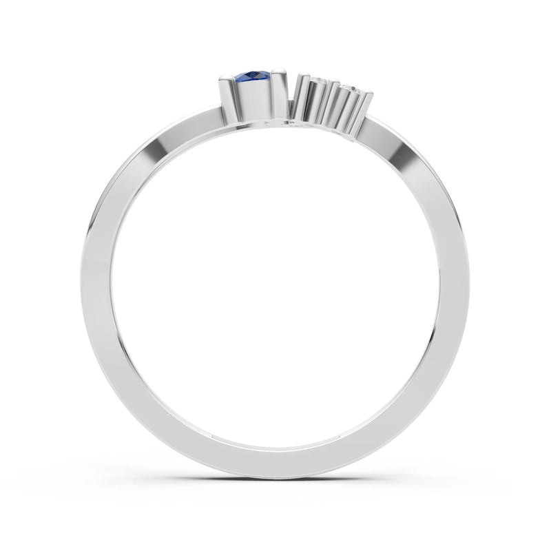 Dainty Three-Stone Curved Accent Ring - Round