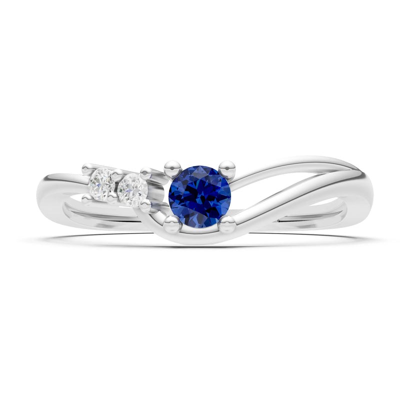 Dainty Three-Stone Curved Accent Ring - Round