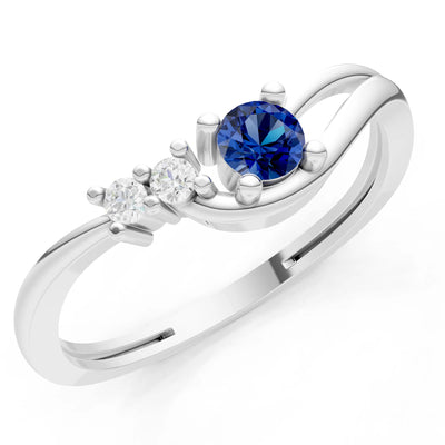 Dainty Three-Stone Curved Accent Ring - Round