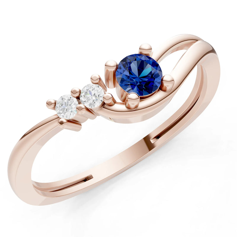 Dainty Three-Stone Curved Accent Ring - Round