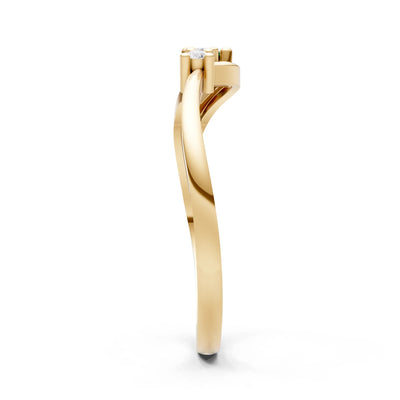 Dainty Three-Stone Curved Accent Ring - Round