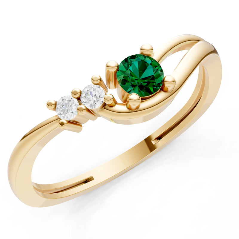 Dainty Three-Stone Curved Accent Ring - Round