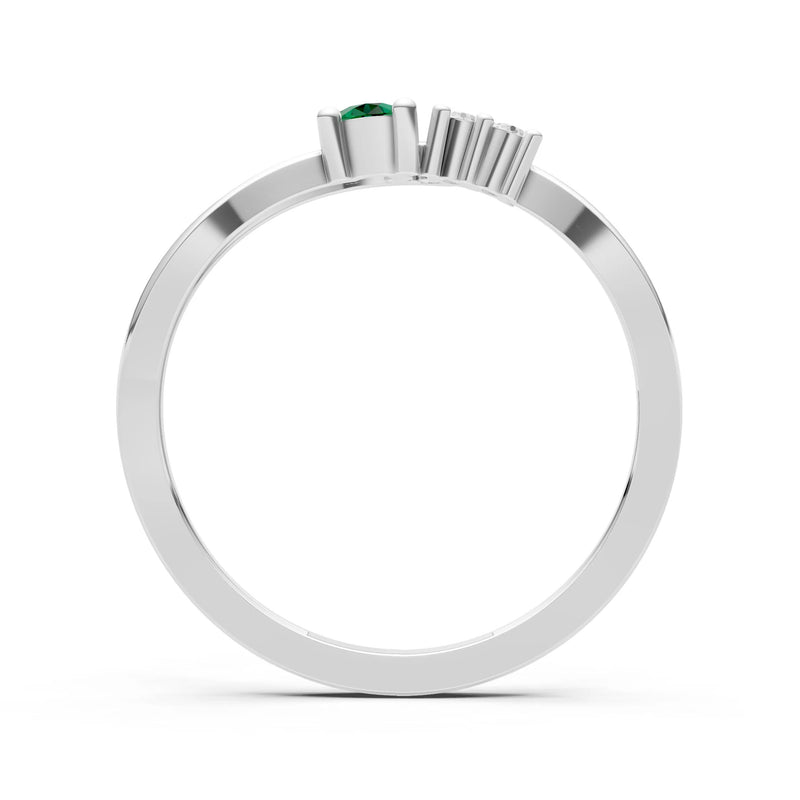 Dainty Three-Stone Curved Accent Ring - Round