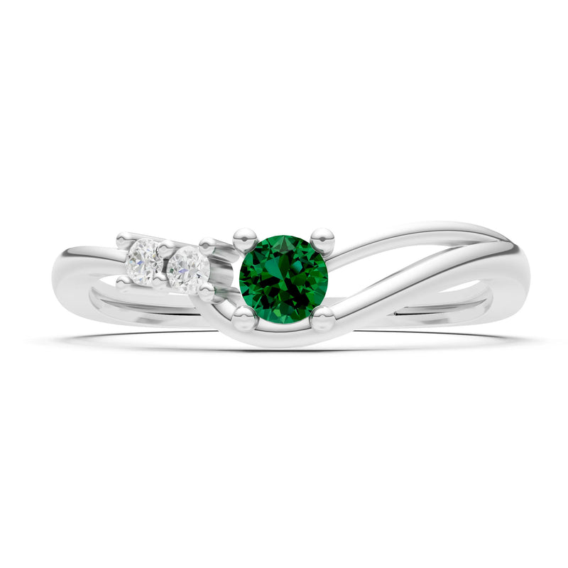 Dainty Three-Stone Curved Accent Ring - Round