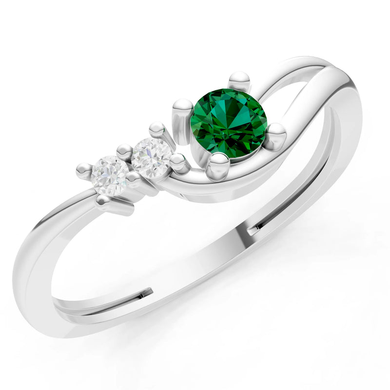 Dainty Three-Stone Curved Accent Ring - Round