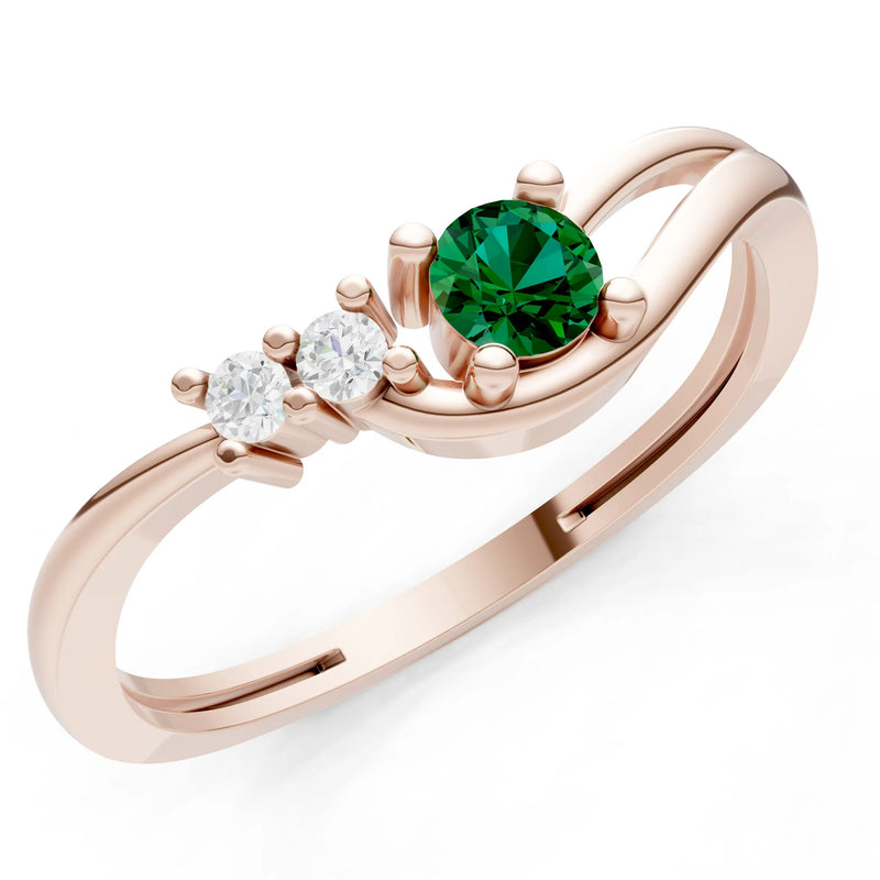 Dainty Three-Stone Curved Accent Ring - Round