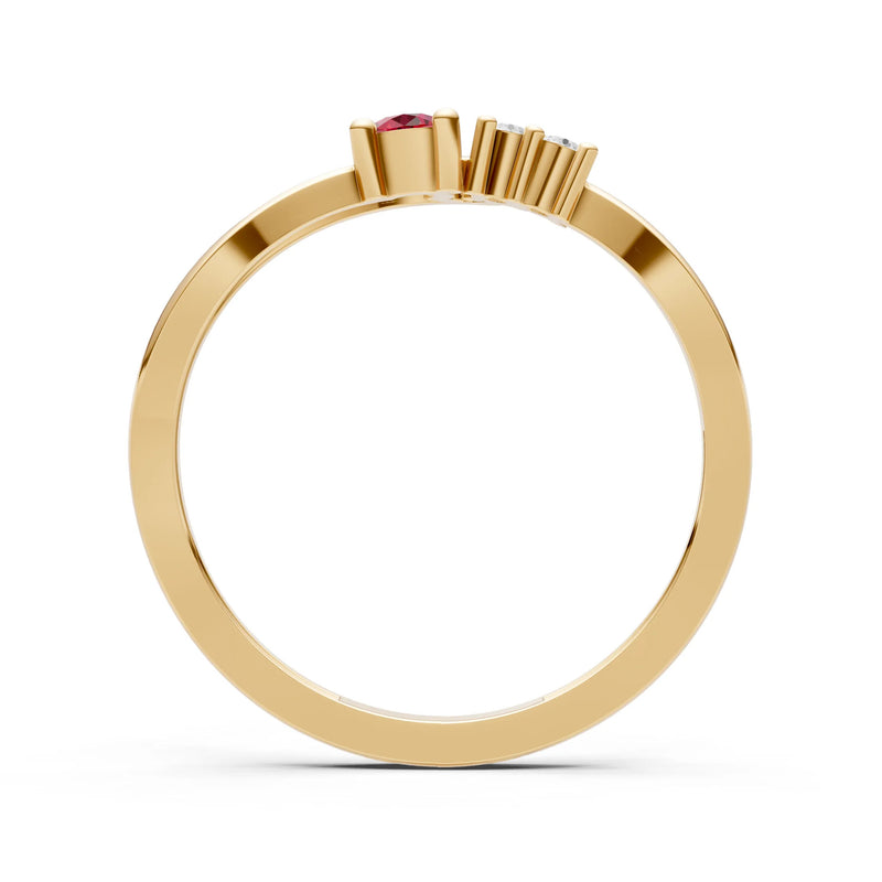 Dainty Three-Stone Curved Accent Ring - Round