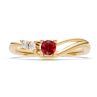 Dainty Three-Stone Curved Accent Ring - Round