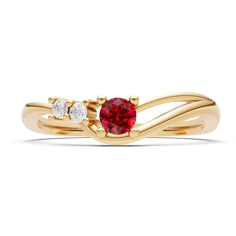 Dainty Three-Stone Curved Accent Ring - Round