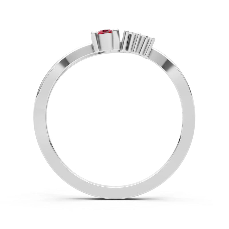 Dainty Three-Stone Curved Accent Ring - Round