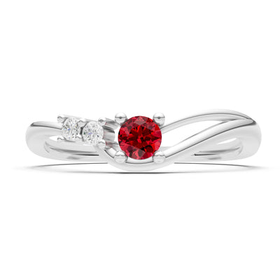 Dainty Three-Stone Curved Accent Ring - Round