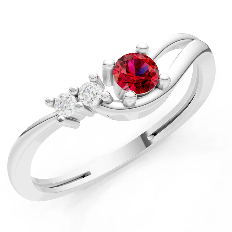 Dainty Three-Stone Curved Accent Ring - Round