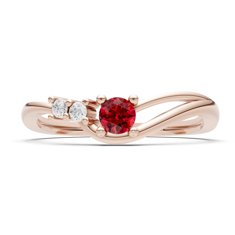Dainty Three-Stone Curved Accent Ring - Round