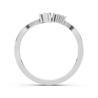 Dainty Three-Stone Curved Accent Ring - Round