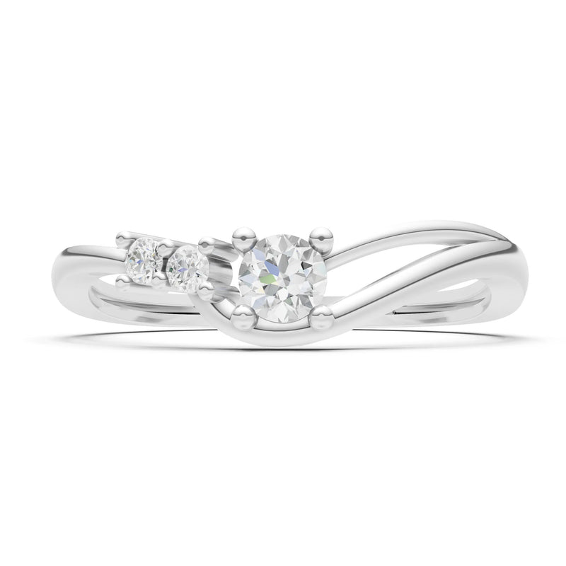 Dainty Three-Stone Curved Accent Ring - Round