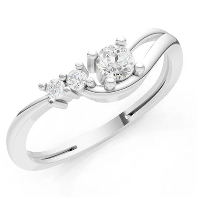 Dainty Three-Stone Curved Accent Ring - Round
